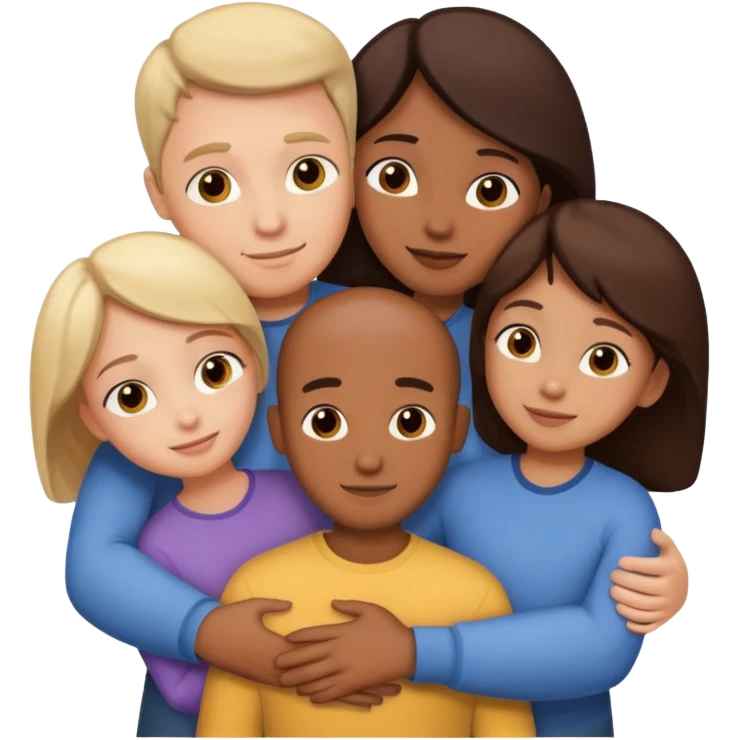 family of 5 hugging each other emoji