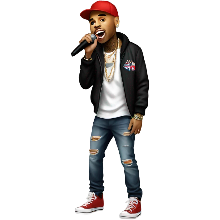 Hyper Realistic Chris Brown on stage singing  emoji
