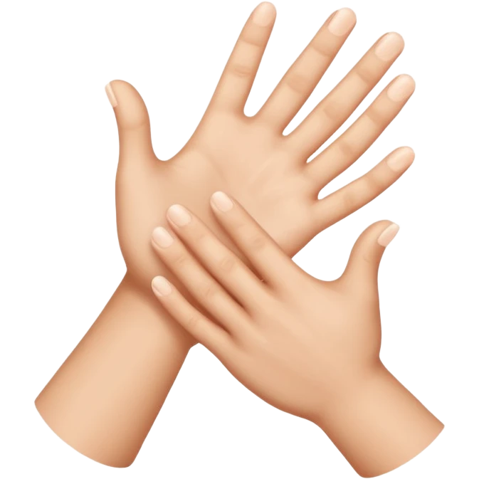 Create an Apple-style emoji of two hands pressed together in a praying gesture. The hands should be simplified, smooth, and cartoon-like, with soft gradients and glossy highlights typical of iOS emojis. Show only the hands, with no arms or background. The hands are join, like a clap. emoji