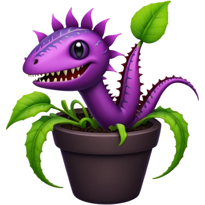 Black and purple Venus flytrap with vines emoji