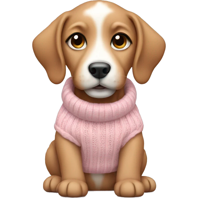 Cute puppy with light pink sweater emoji