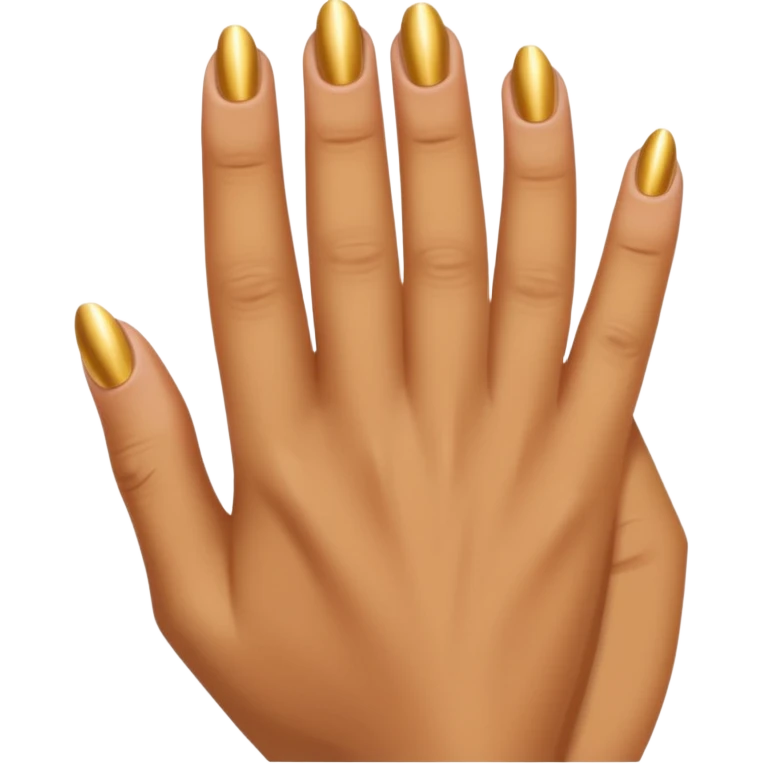 Tan skin hand with really short gold nails emoji