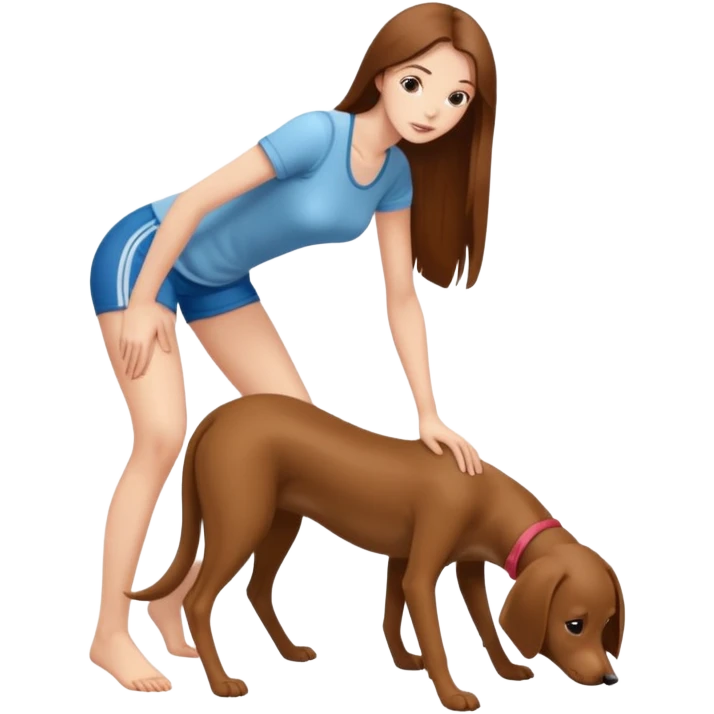 a young thin woman on all fours, doggy style position, legs spread, long hair . emoji