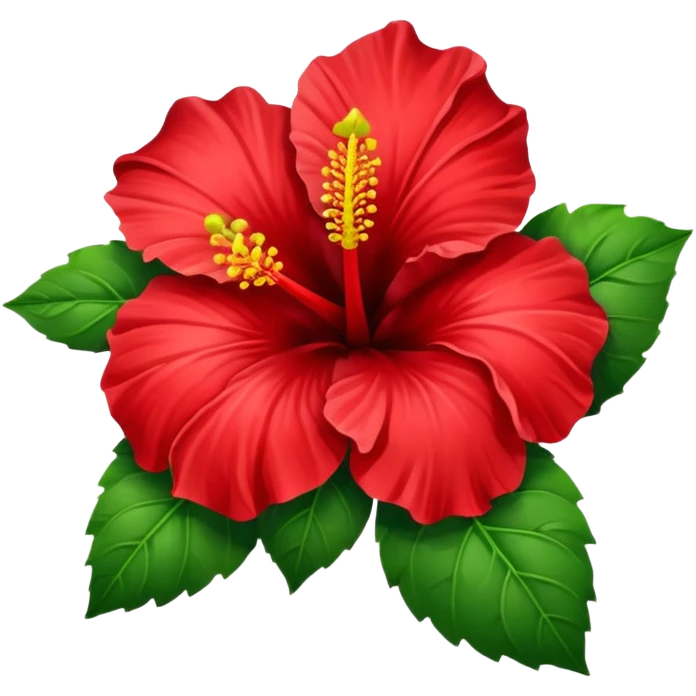  heart hibiscus like with green leaves emoji