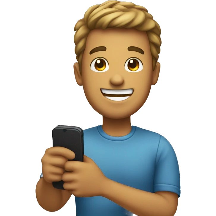 happy guy holding a phone emoji