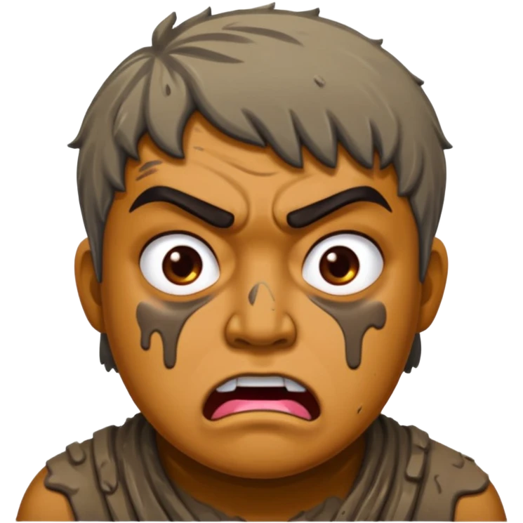 Ramesh covered in dirty chunky mud angry emoji