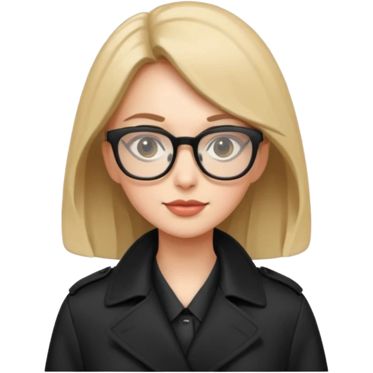 woman in black trenchcoat and glasses emoji