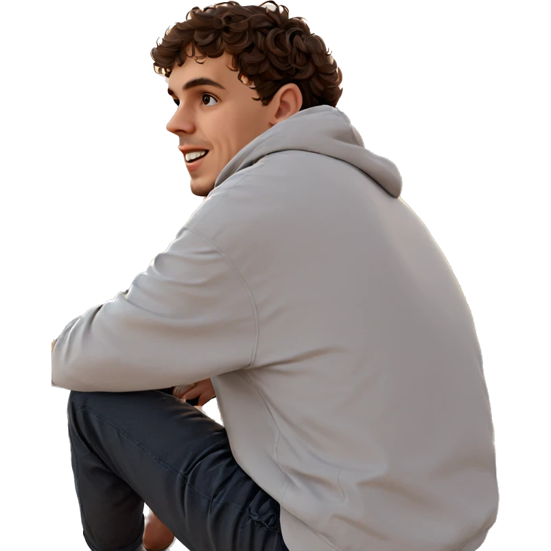 sitting boy at sunset beach emoji