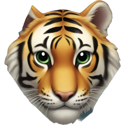 tiger looking through giant diamond emoji