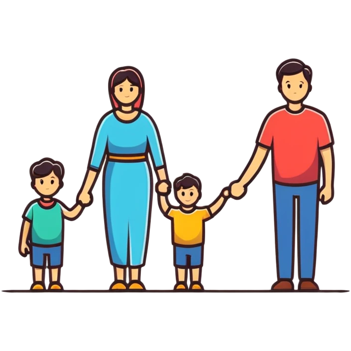 happy family holding hands, simple background, bright colors emoji