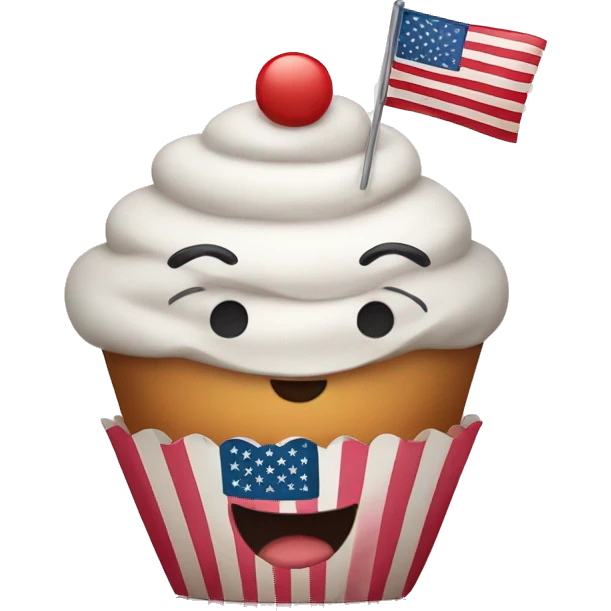 Happy cupcake with an American flag emoji