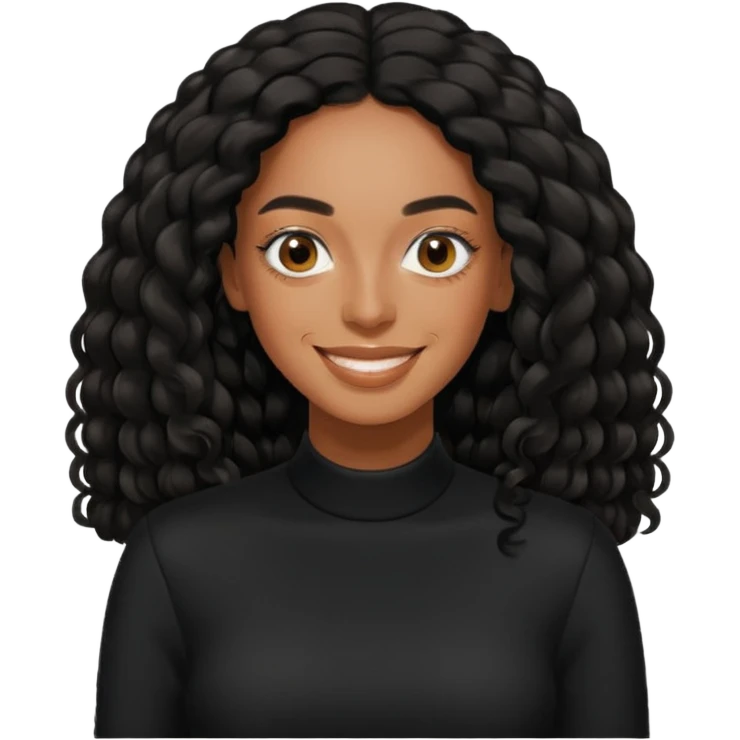 Solange, black long hair, black outfit emoji