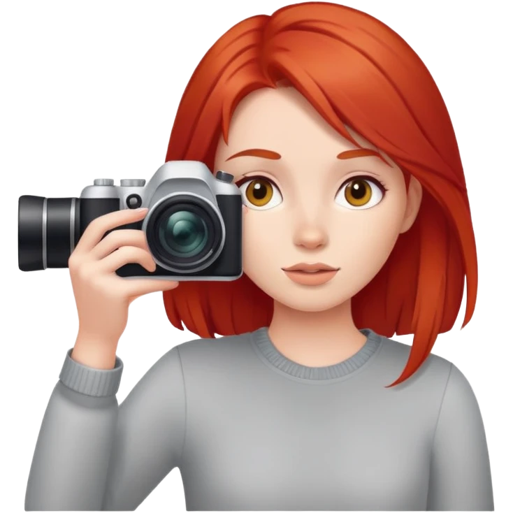 Girl with red hair taking photos emoji