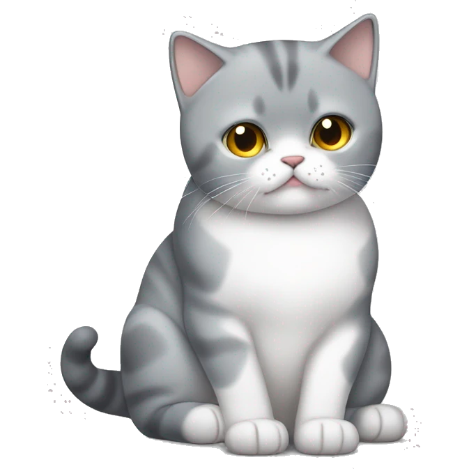 a gray and white British shorthair cat is itching emoji