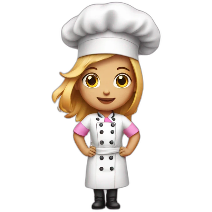 girl chef wearing pink emoji