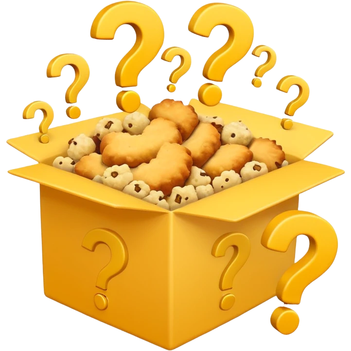 white box printed with q&a over stuffed with yellow question marks emoji