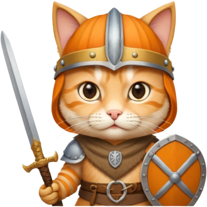 Viking Cat in viking hat holding tiny sword emoji