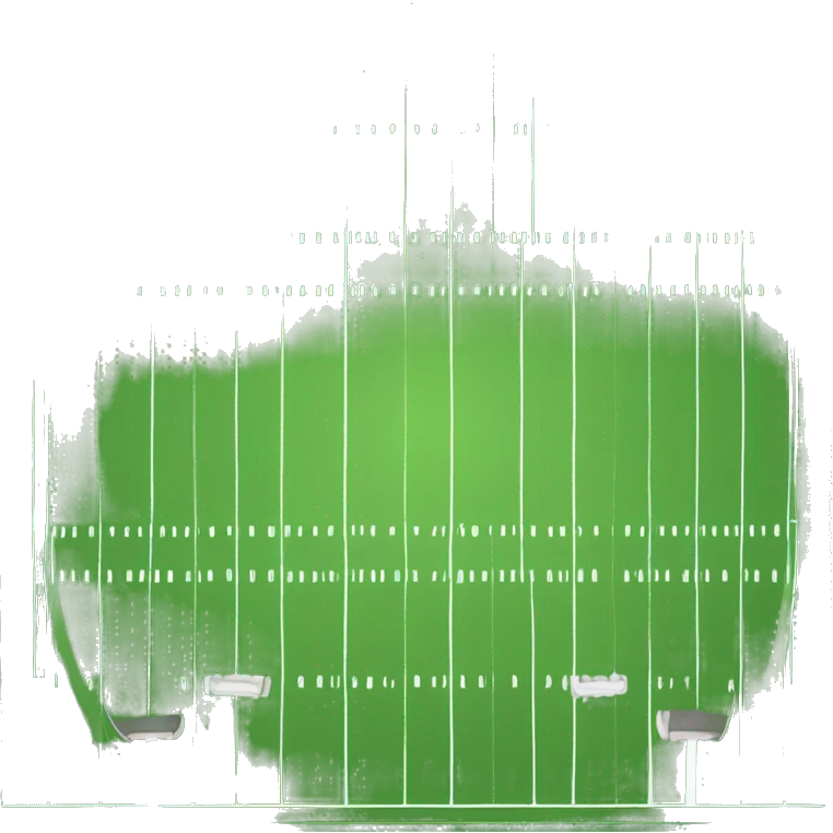 a football field with a ball and a cup emoji
