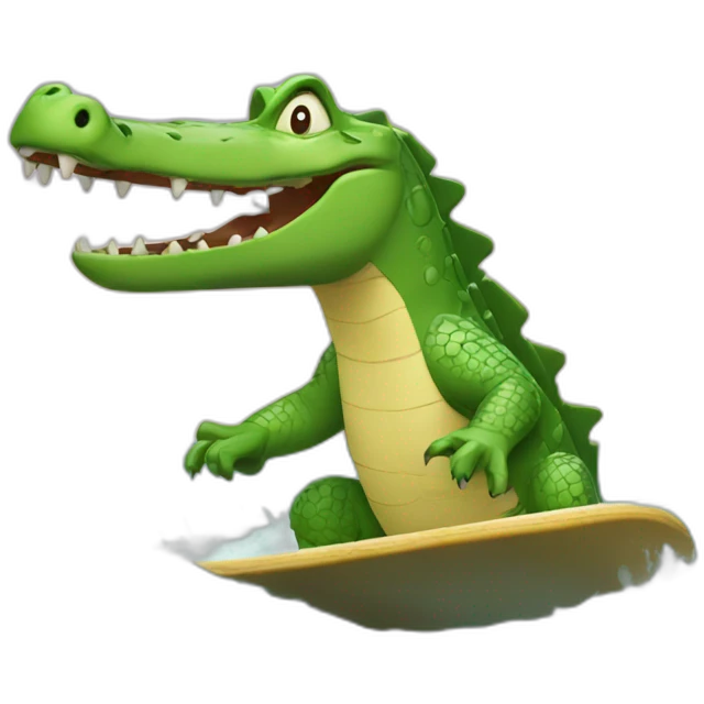 Crocodile-surfing emoji