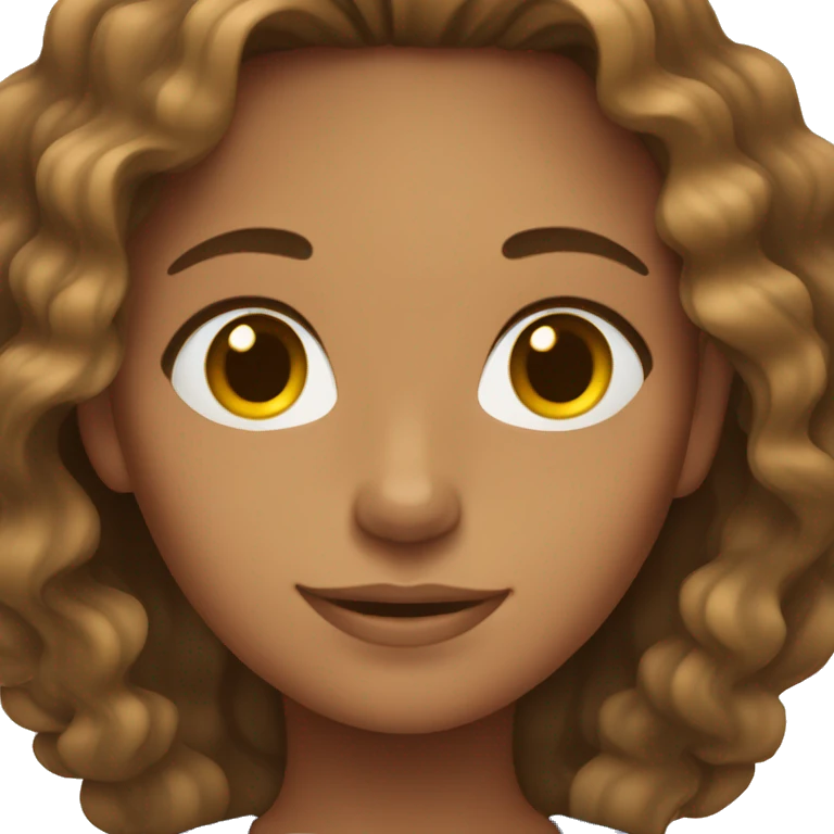 Tan girl with wavy brown hair emoji