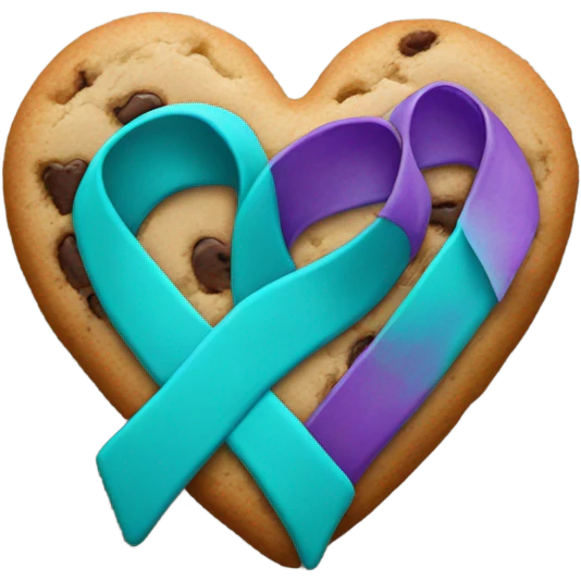 Purple teal Suicide awareness ribbon, heart cookie emoji
