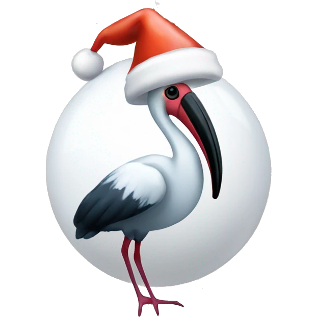 A Christmas bauble in the shape of an Australian ibis emoji