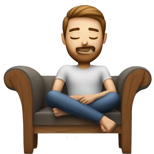 guy relaxing on sofa with great neck support with wooden frame emoji