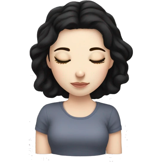 a girl pale skin black hair sleeping peacifully emoji