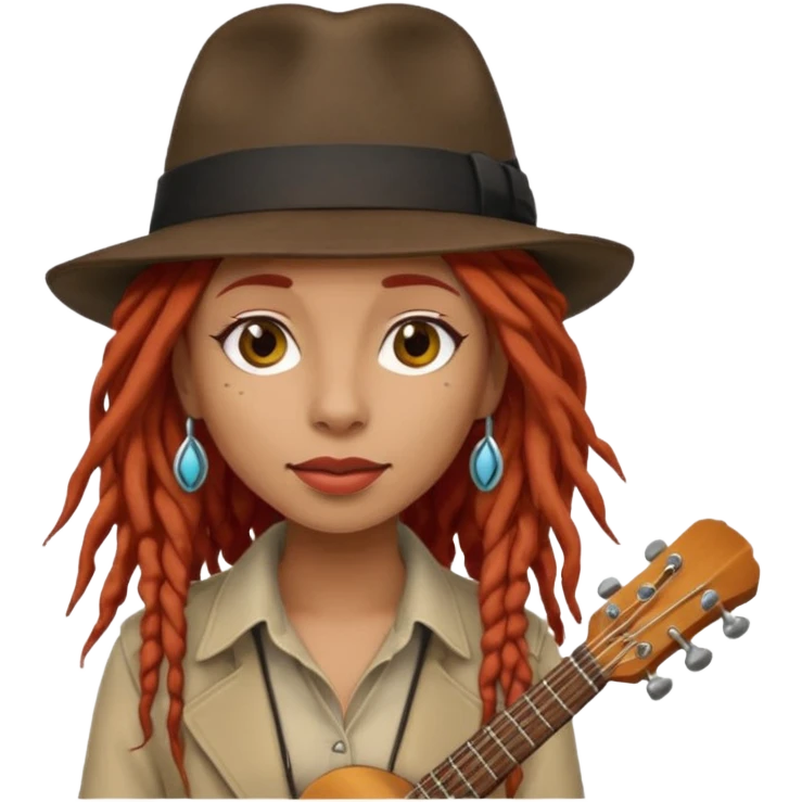 female red haired Musician with dreadlocks and fedora emoji