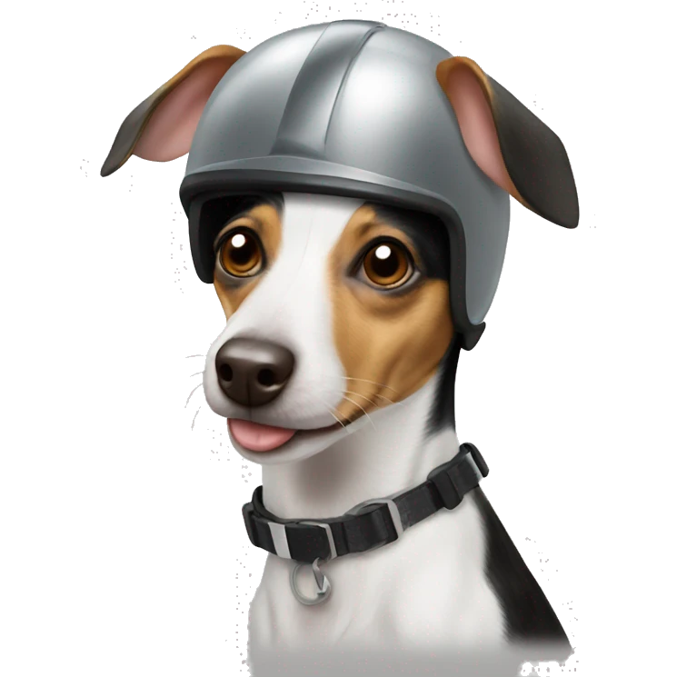 Rat terrier with helmet  emoji