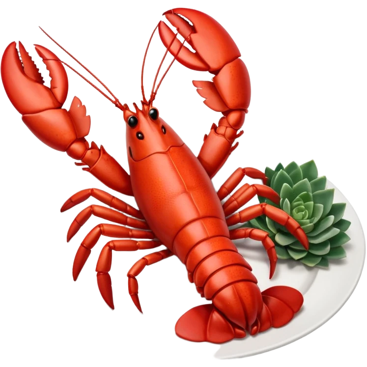 cooked lobster on a white plate, no garnish emoji