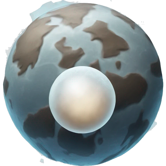 a planet, small, icy and with a rocky surface. and a heart-shaped icy region of creamy white light color emoji