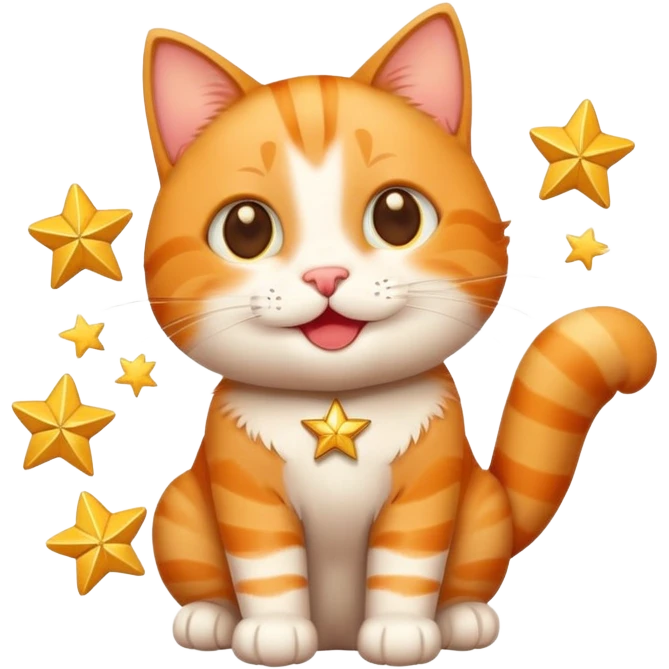 Happy Cat holding 5 stars  emoji