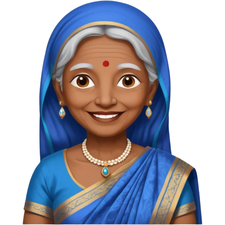 india traditional costume, old woman, blue emoji