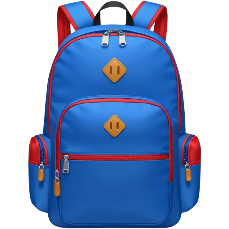 blue backpack with two diveded logo (leftside white, right side red) at the bottom pocket

 emoji