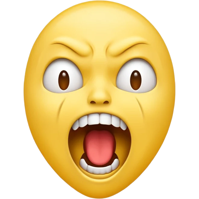 stylized emoji of a screaming face with a wide open mouth, simple design emoji