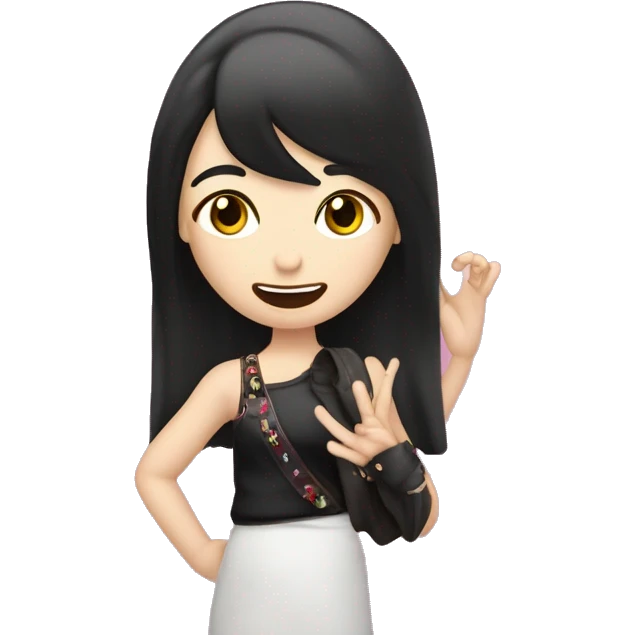 Bambina cinese che fa la linguaccia e occhiolino facendo il simbolo della rock star con le mani emoji