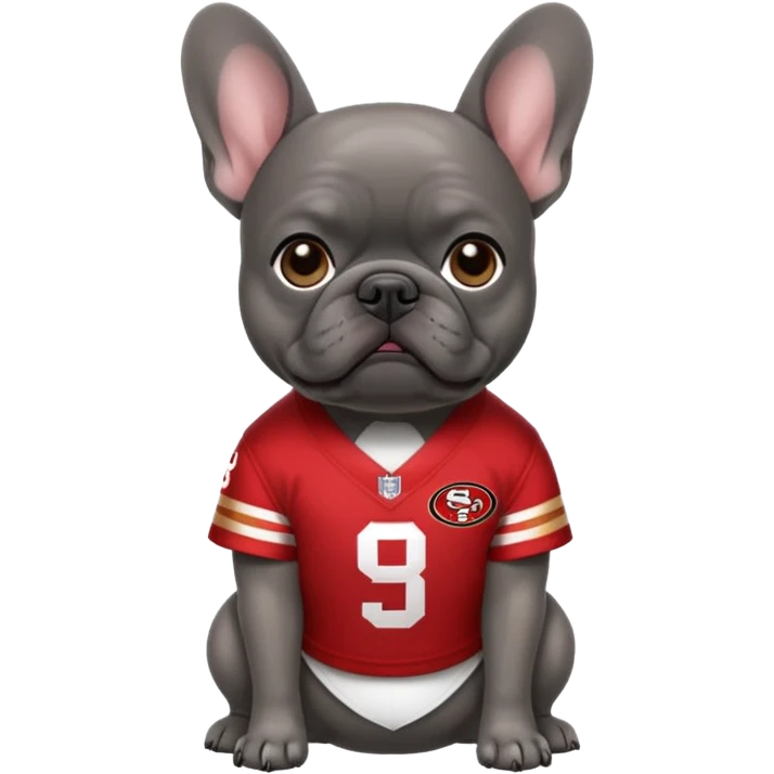 Dark Gray French bulldog in 49ers emoji