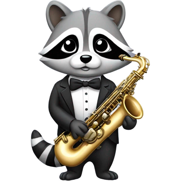 Raccoon with saxophone in tuxedo  emoji