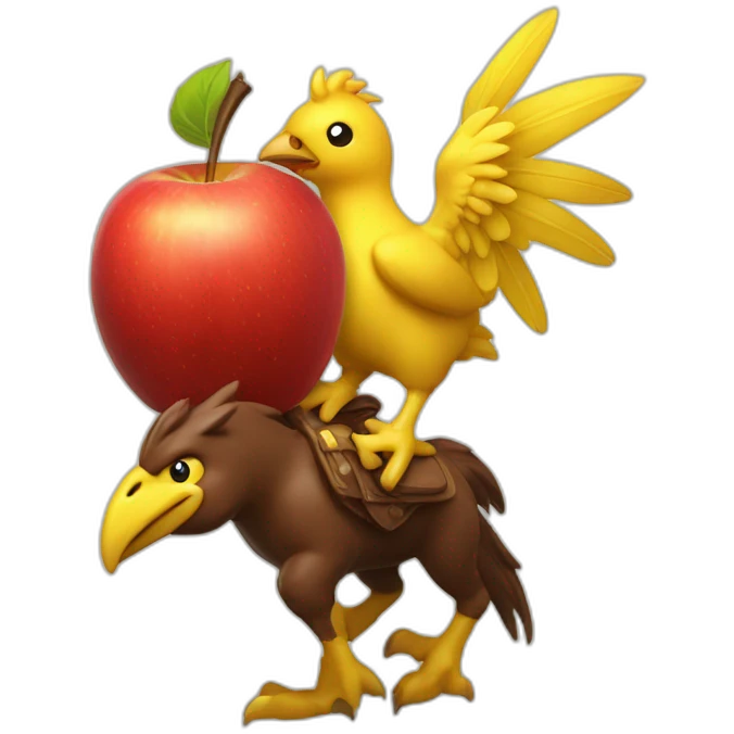 red apple riding a chocobo emoji
