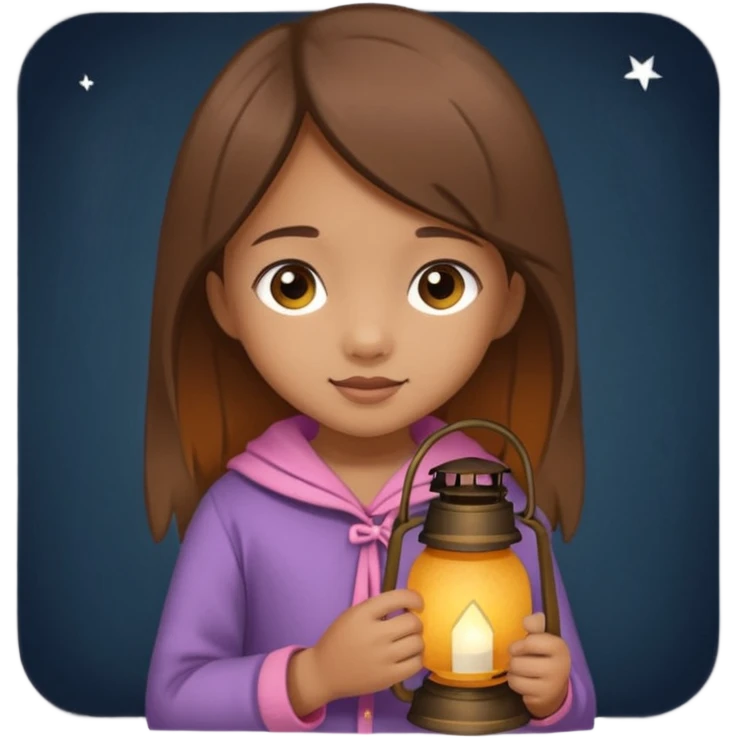 Adorable little girl holding a lantern, looks like it is made of felt texture, scrapbooking style, transparent background emoji
