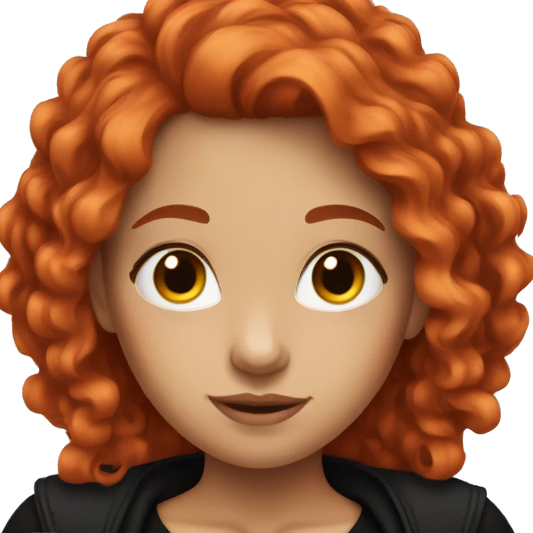 Beautiful Girl with red hair and black clothes emoji