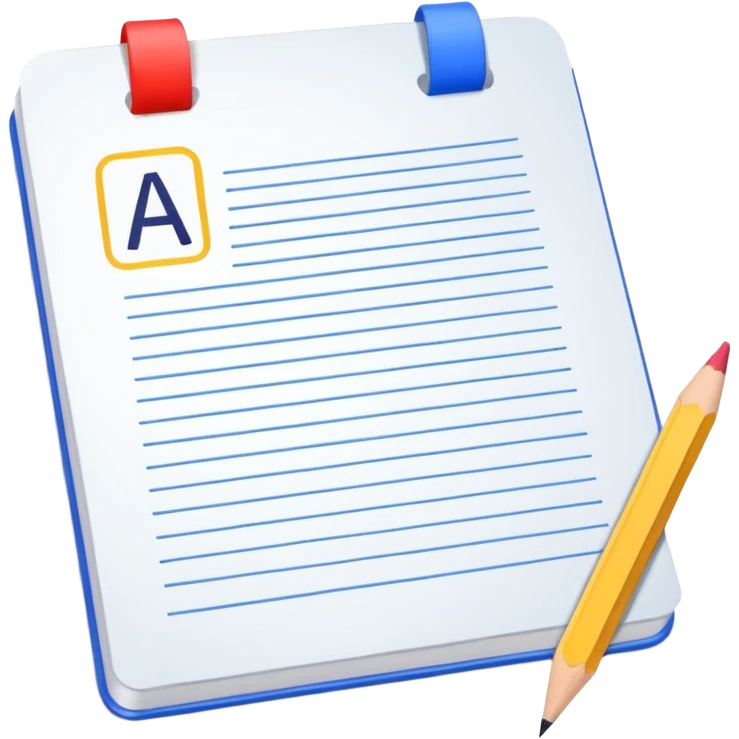 exam paper with “ABC” letters and a pencil emoji