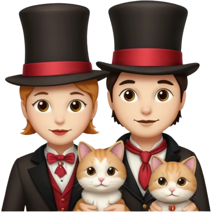 magician couple and their pet cat emoji
