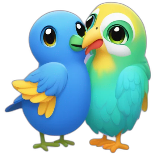 Duolingo bird and Dua Lipa hugging emoji