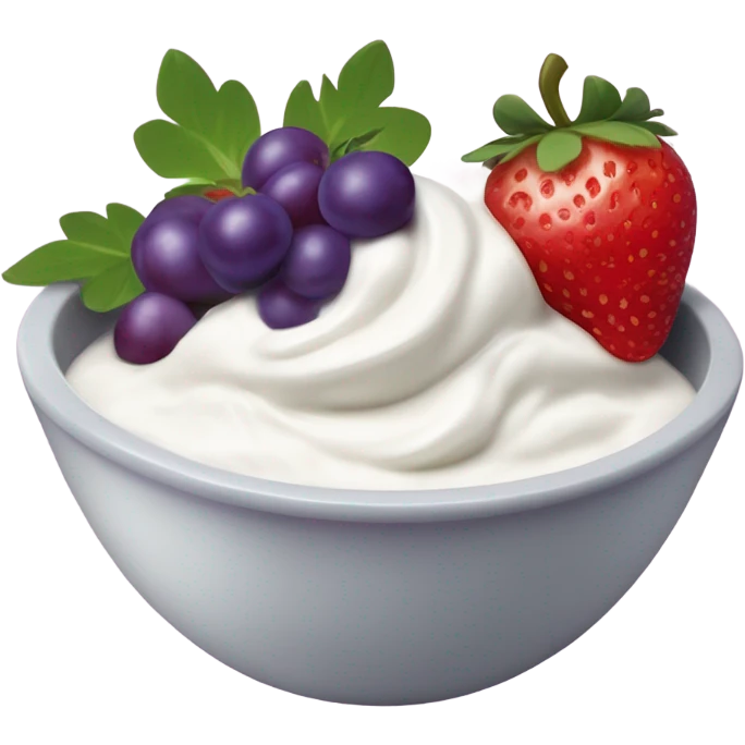 fruit yogurt bowl with strawberries and grapes emoji