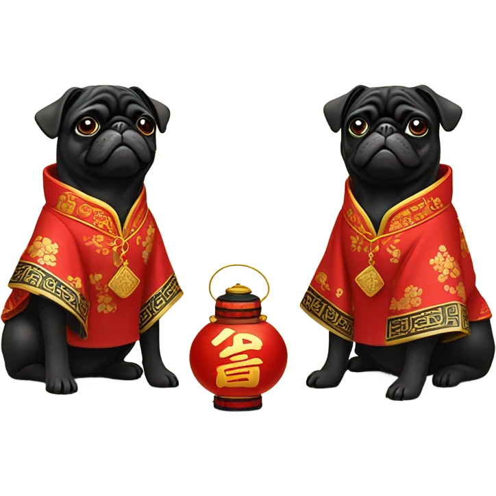 Black pug dresses Chinese lunar new year  emoji