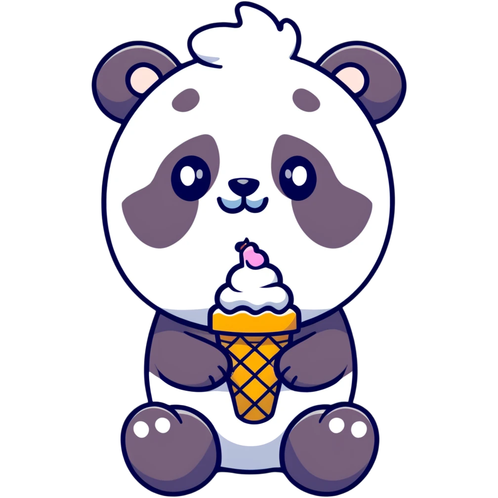 Panda eating ice cream emoji