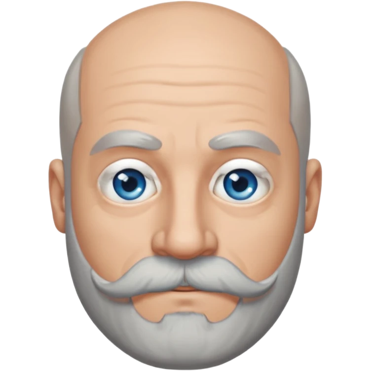 Bald man with blue eyes grey beard and moustache emoji