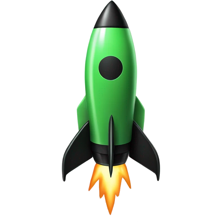 green and black rocket ship ios stile emoji